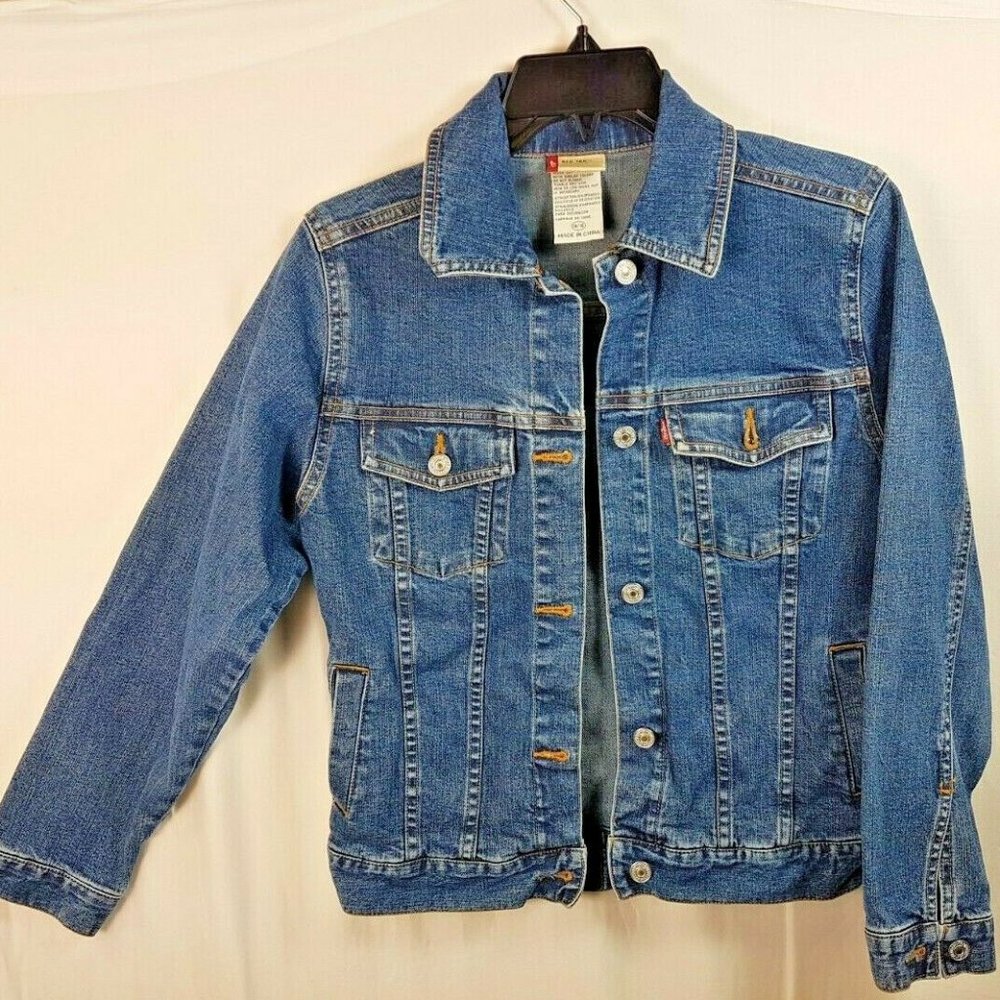 Levi's RED TAB Co Denim Jean Jacket Red Tab Youth Girls Button Blue Size 14 / 18
